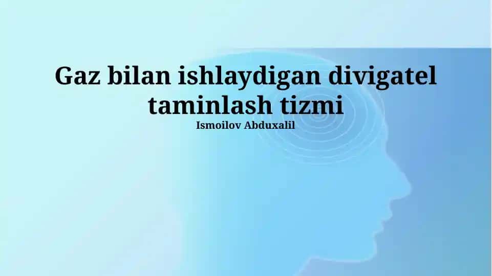 Gaz bilan ishlaydigan divigatel taminlash tizmi