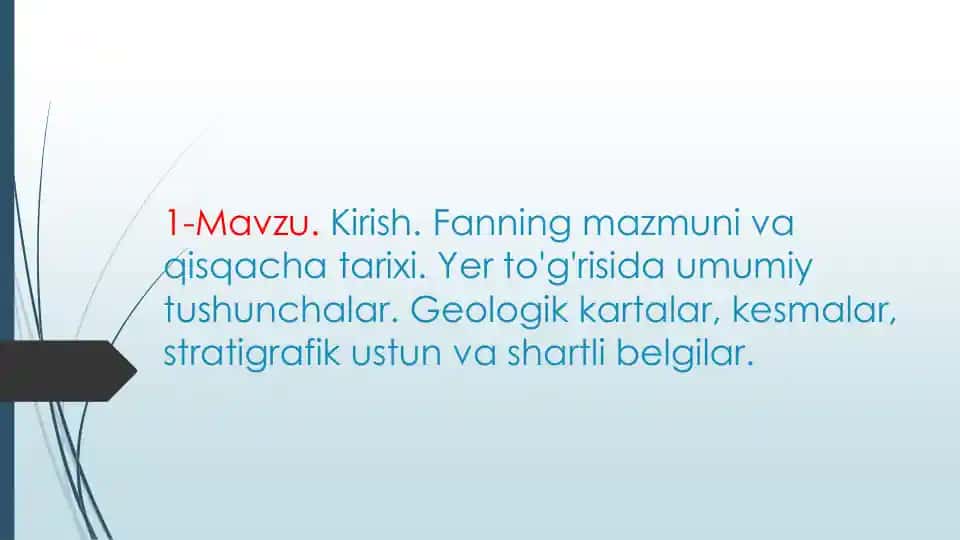 Geologiya fanining mazmuni va tarixi