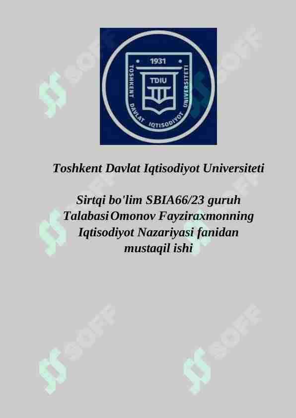 O'ZBEKISTON TASHQI IQTISODIY ALOQALARNING USTUVOR YO'NALISHLARI