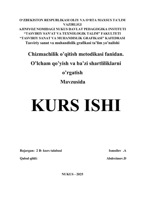 Chizmachilik o‘qitish metodikasi