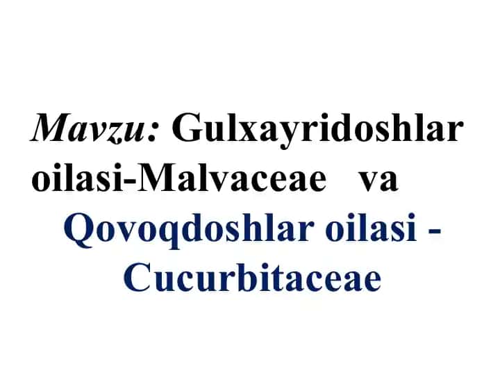 Gulxayridoshlar oilasi-Malvaceaeva