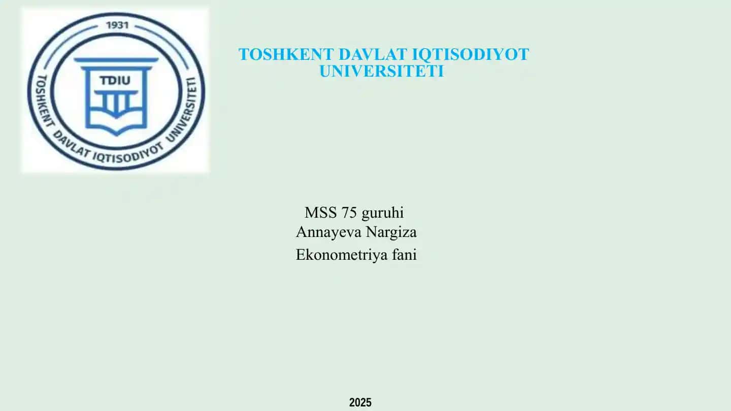 Ekonometriya fanidan ko'p omilli regressiya modellari
