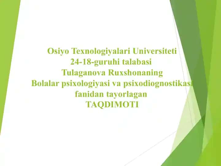 Chaqaloqlik Davrinining Psixologik Xususiyatlari