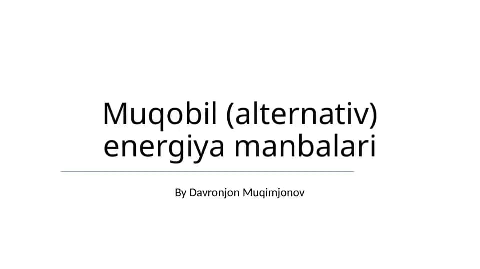 Alternativ energiya manbalari