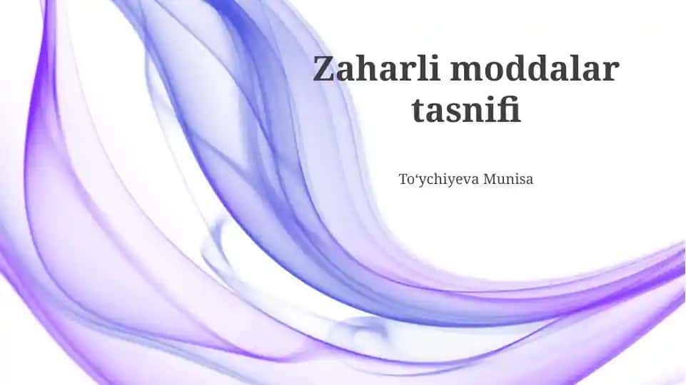 Zaharli moddalar tasnifi