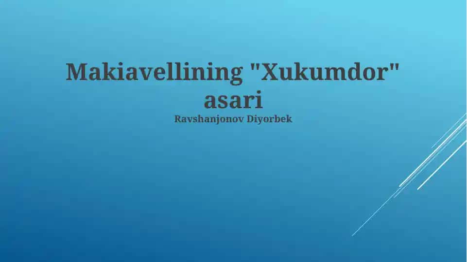 Makiavellining "Xukumdor" asari