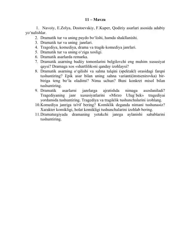 Dramaturgiyada dramatik asarlar