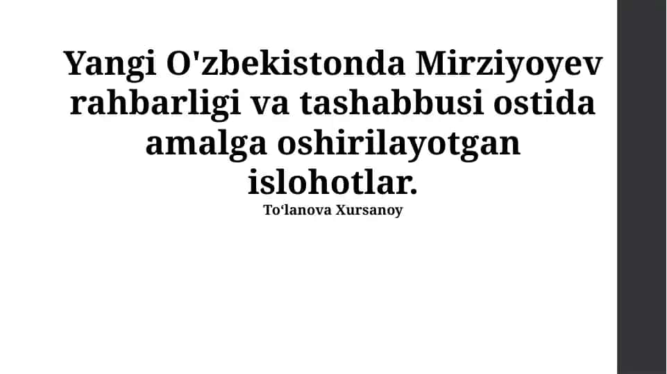 Mirziyoyev Davri Islohotlarining Asosiy Yo'nalishlari