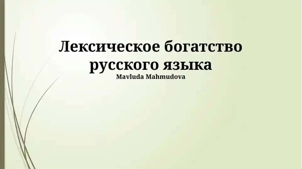 Лексическое богатство русского языка
