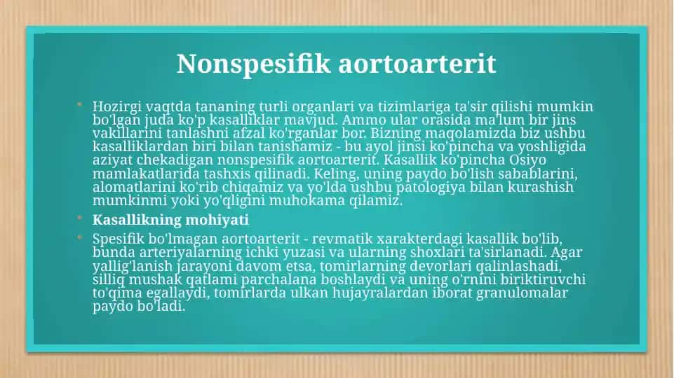 Nonspesifik aortoarterit