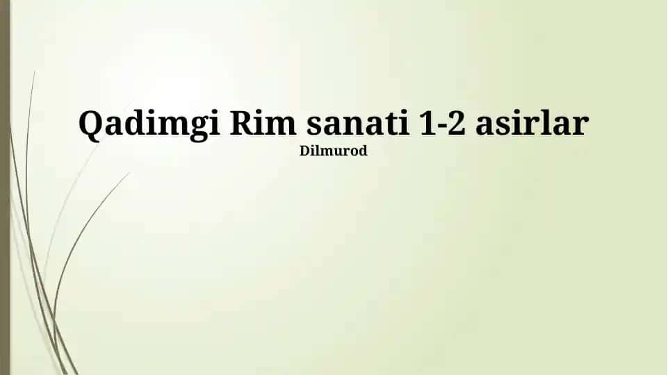 Qadimgi Rim sanati 1-2 asirlar