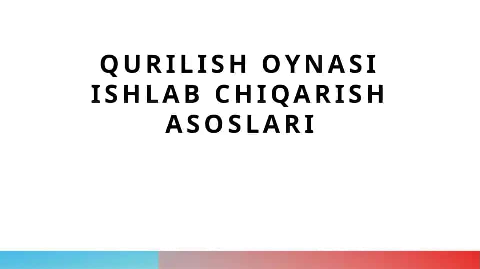 Qurilish o'yinlari ishlab chiqarish asoslari