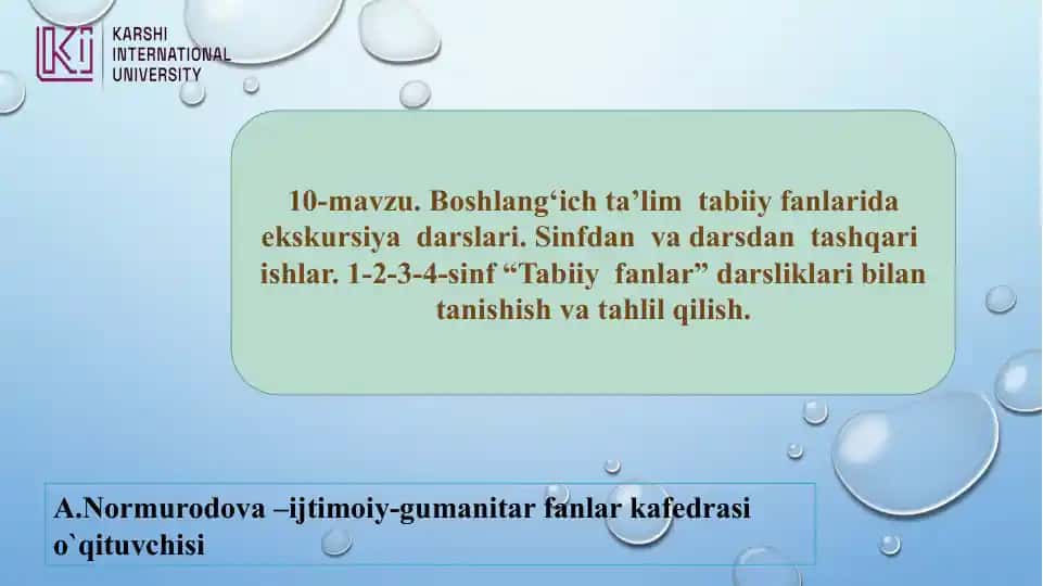 Boshlang‘ich ta’lim tabiiy fanlarida ekskursiya darslari