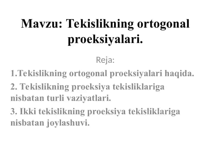 Tekislikning ortogonal proeksiyalari