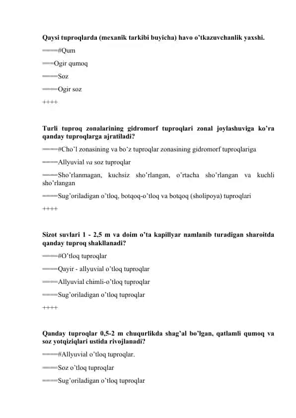 Tuproq tarkibining havo o’tkazuvchanligi