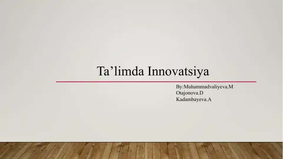 Ta’limda Innovatsiya