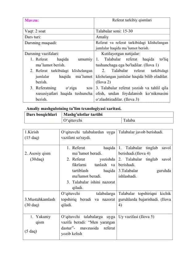 Referat tayyorlash