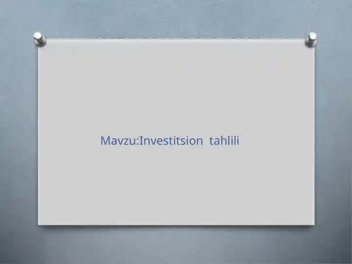Investitsion tahlili
