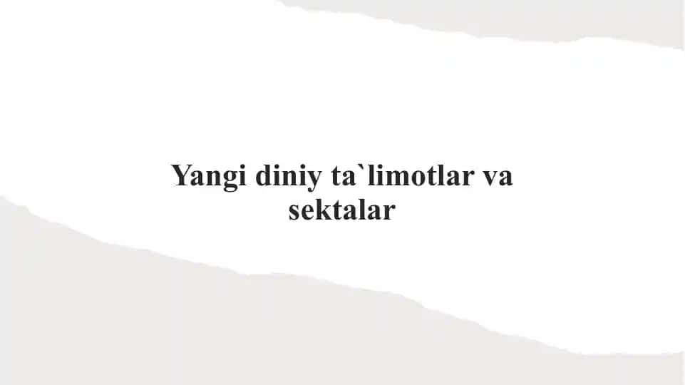 Yangi diniy ta'limotlar va sektalar