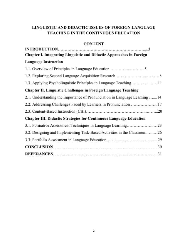 LINGUISTIC AND DIDACTIC ISSUES OF FOREIGN LANGUAGE TEACHING IN THE CONTINUOUS EDUCATION