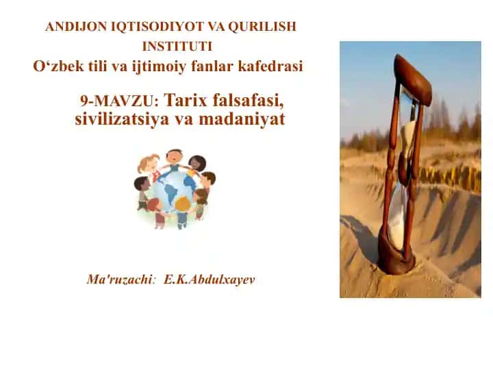 Tarix falsafasi, sivilizatsiya va madaniyat