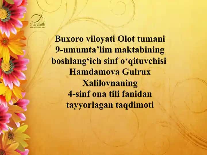 Ona tili fanidan tayyorlagan taqdimot