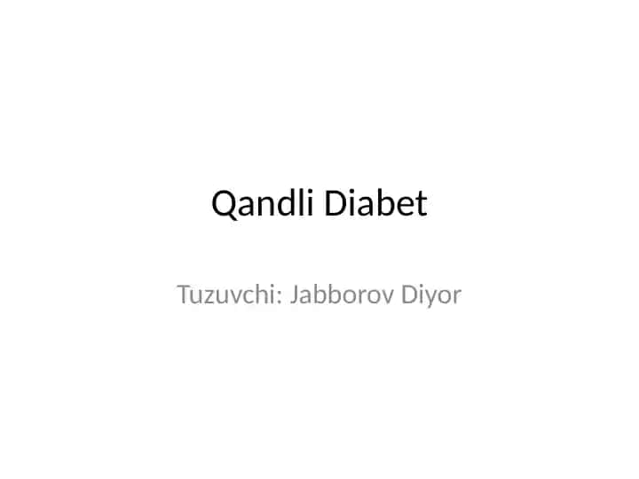 Qandli Diabet