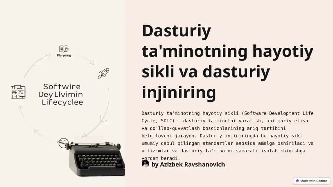 Dasturiy ta'minotning hayotiy sikli va dasturiy injiniring
