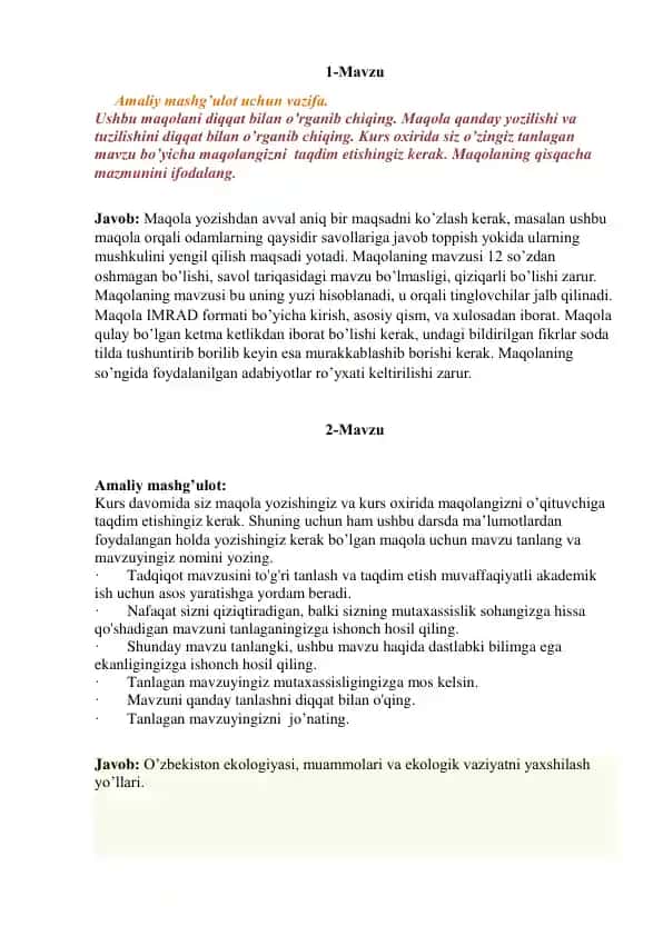 Maqola yozishning asosiy qoidalari
