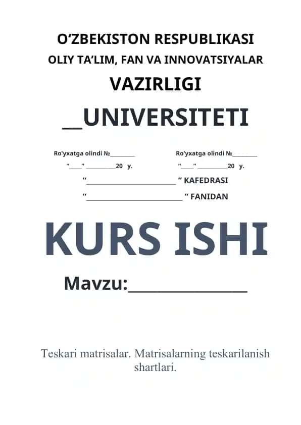 Matritsaviy normalar va ularning tatbiqlari
