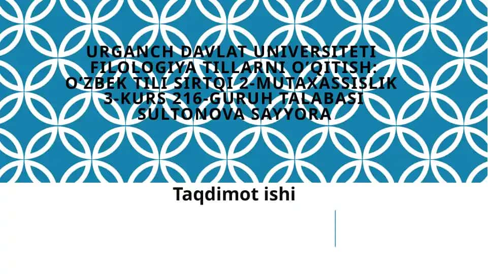 Uyushgan Gapning Isoniy va Nutqiy Xususiyatlari