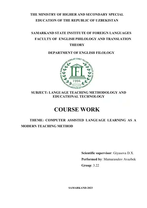 Computer Assisted Language Learning