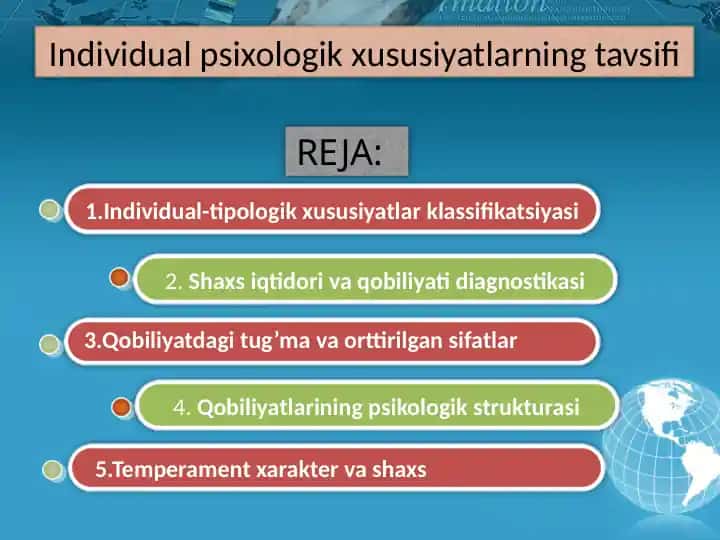 Individual psixologik xususiyatlarning tavsifi