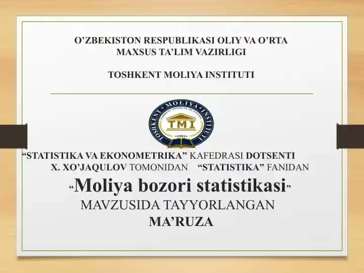 Moliya bozori statistikasi