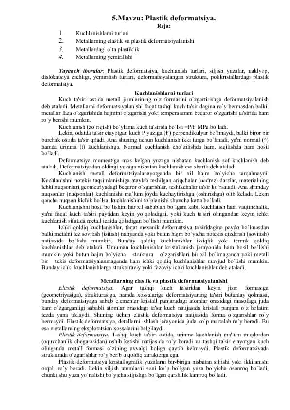 Plastik deformatsiya