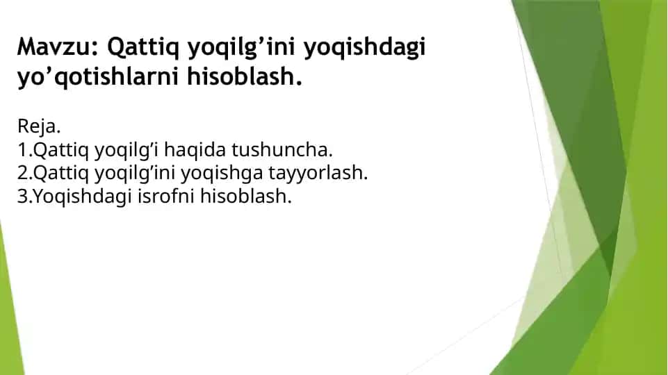 Qattiq yoqilg’ini yoqishdagi yo’qotishlarni hisoblash