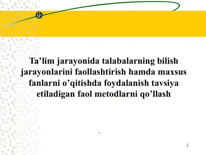 Kimyoda o'qitishda muammoli ta'lim texnologiyalari
