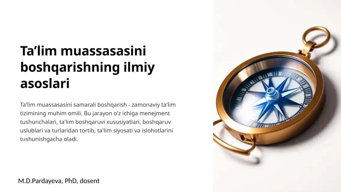 Ta'lim muassasasini boshqarishning ilmiy asoslari