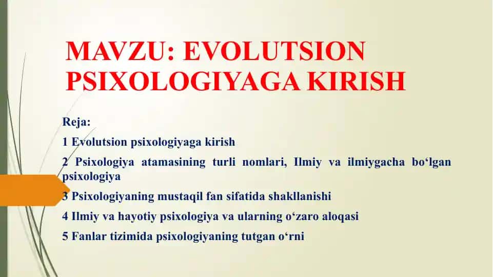 Evolutsion Psixologiyaga Kirish