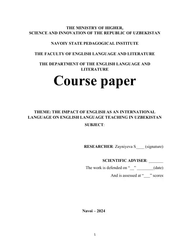 The Impact of English as an International Language on English Language Teaching in Uzbekistan