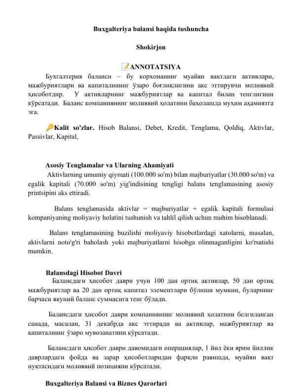 Buxgalteriya balansi