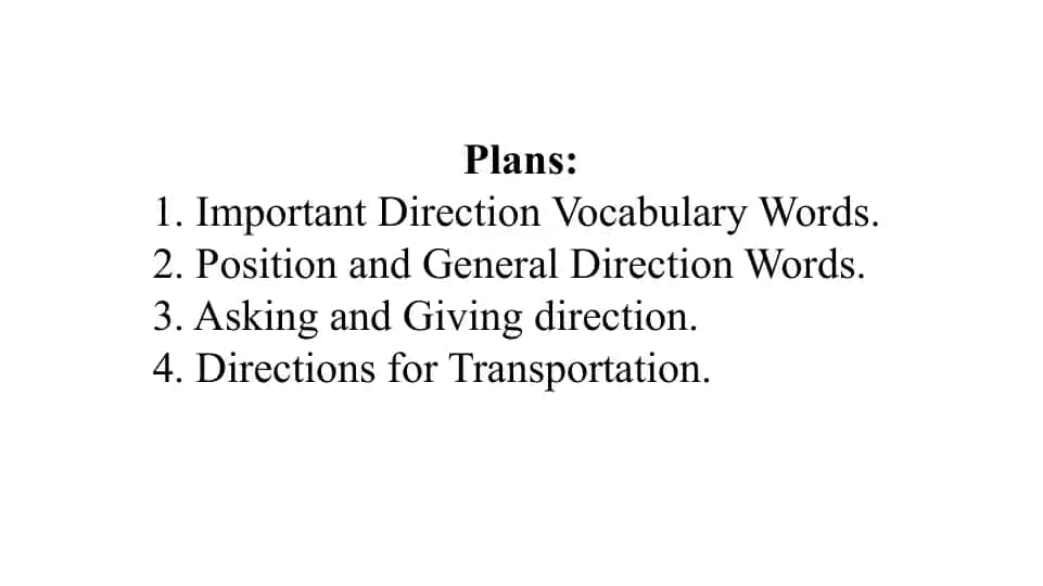 Direction Vocabulary Words
