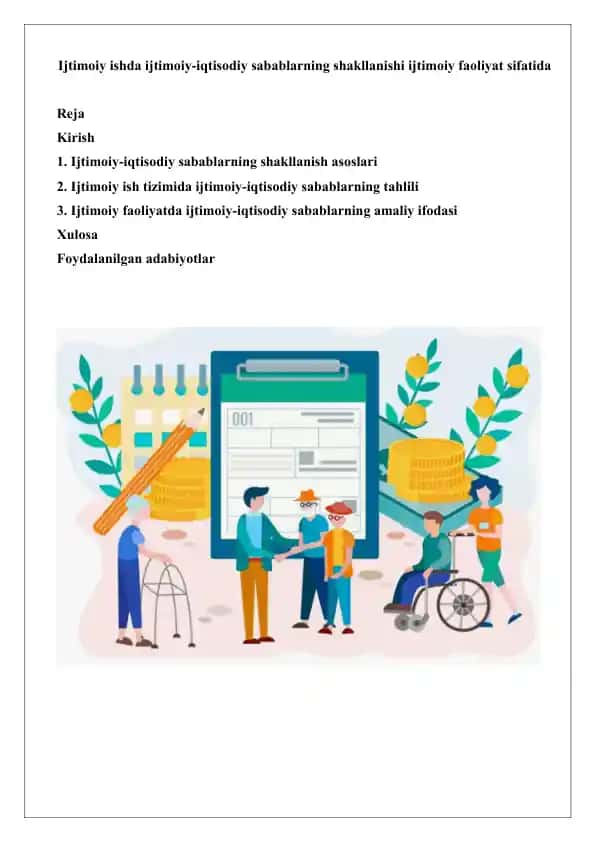 Ijtimoiy ishda ijtimoiy-iqtisodiy sabablarning shakllanishi ijtimoiy faoliyat sifatida