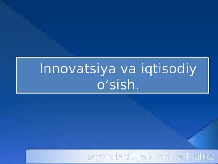 Iqtisodiyotdagi Innovatsiyalar