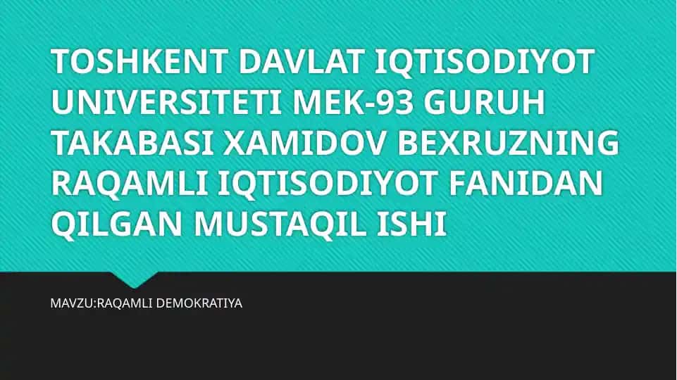 RAQAMLI IQTISODIYOT