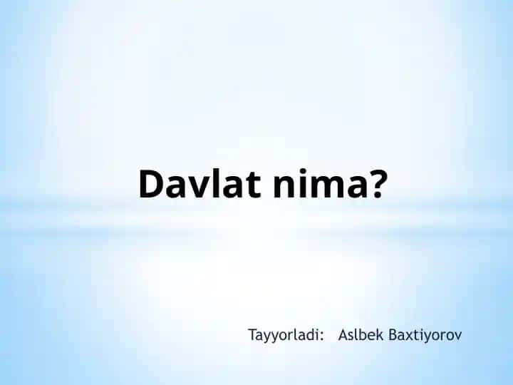 Davlat nima?