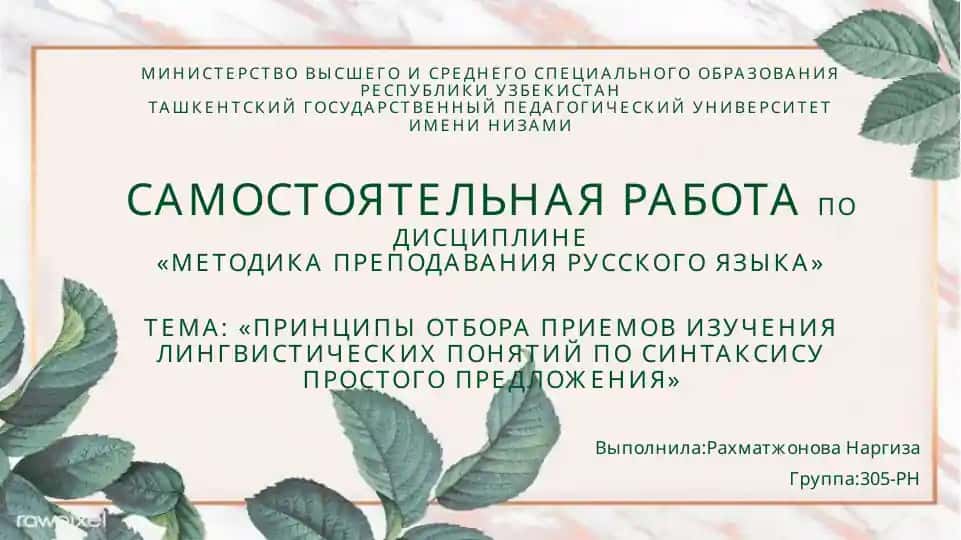 Методика преподавания русского языка