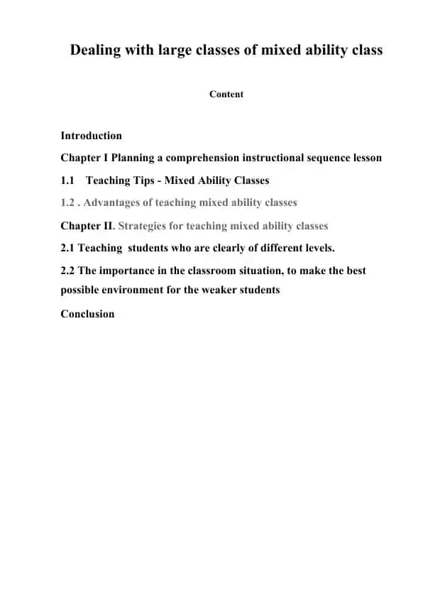 Dealing with large classes of mixed ability class