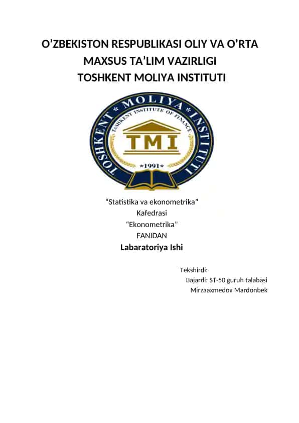 Regression tahlil laboratoriyasi
