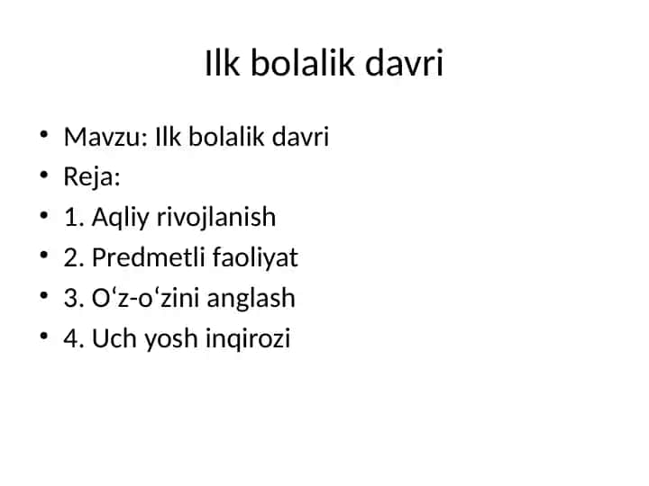 Ilk bolalik davri